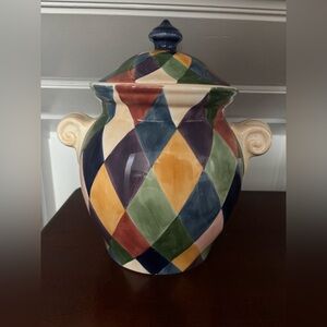 Colorful Harlequin Ceramic cookie Jar